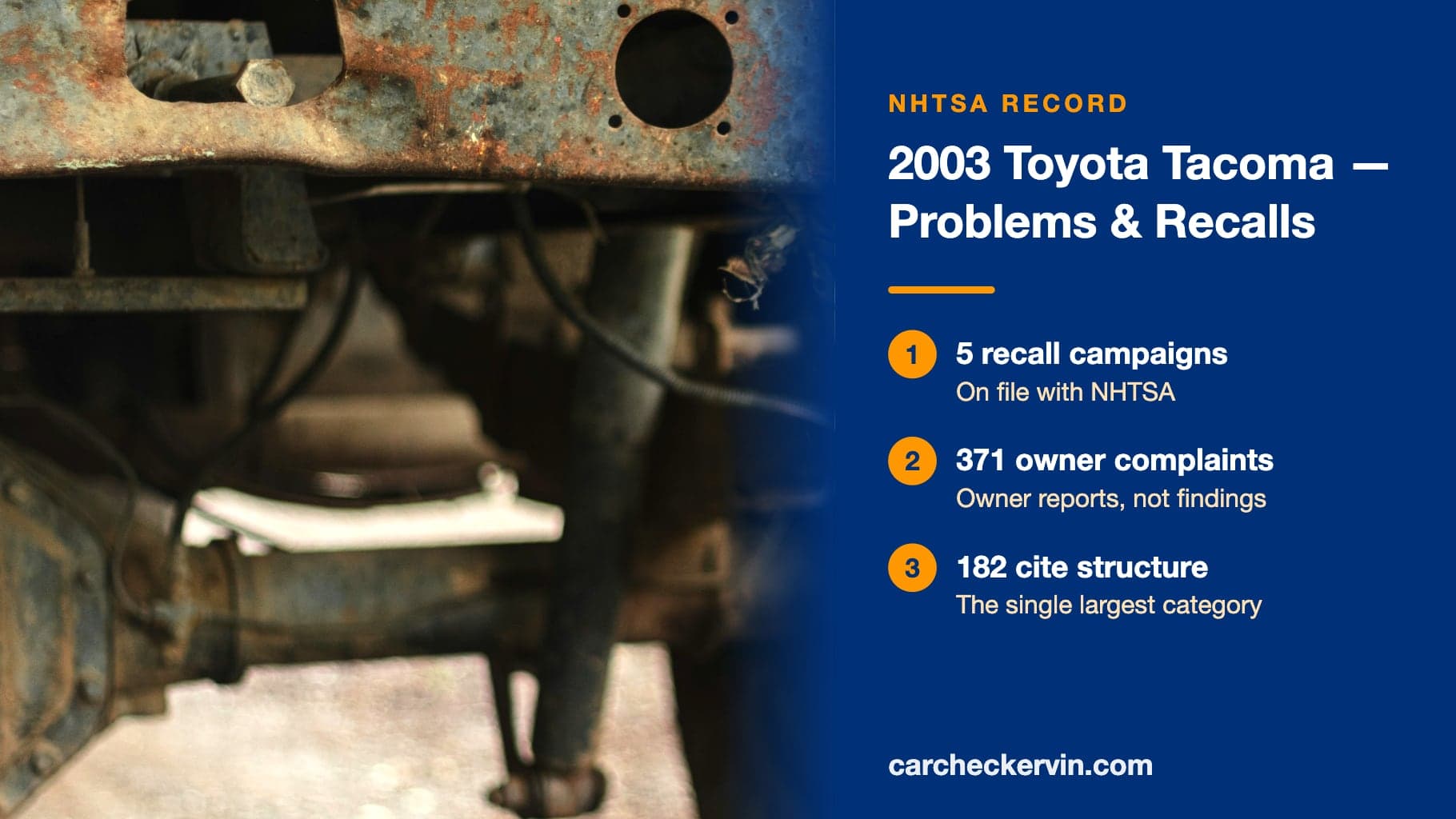 2003 Toyota Tacoma — 5 NHTSA recall campaigns and 371 owner complaints on file