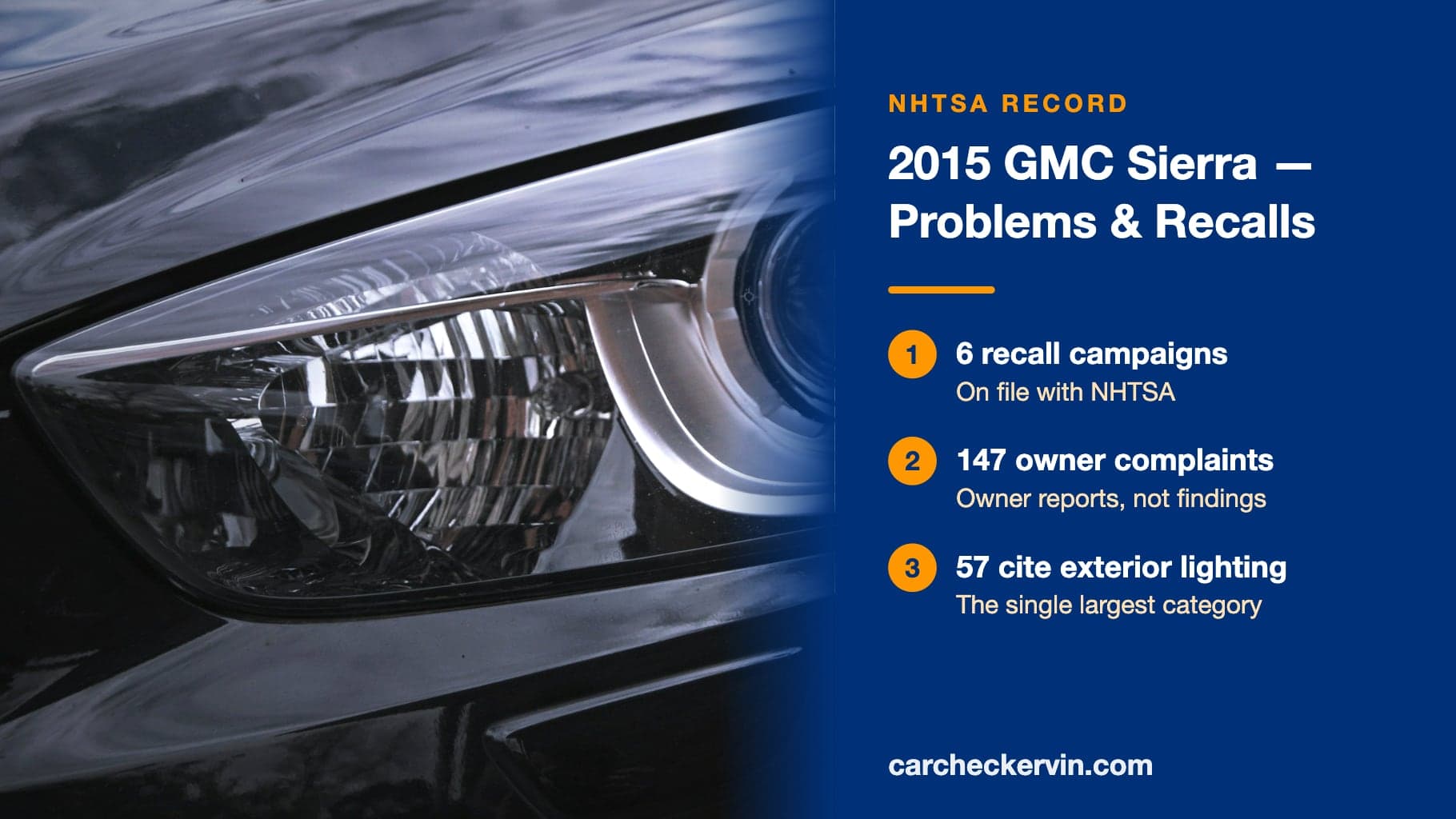 2015 GMC Sierra — 6 NHTSA recall campaigns and 147 owner complaints on file
