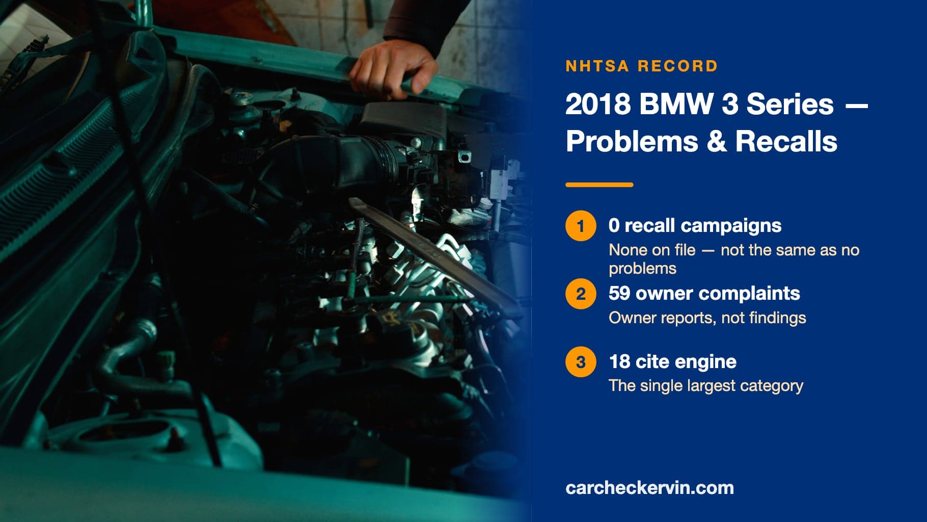 2018 BMW 3 Series — 0 NHTSA recall campaigns and 59 owner complaints on file