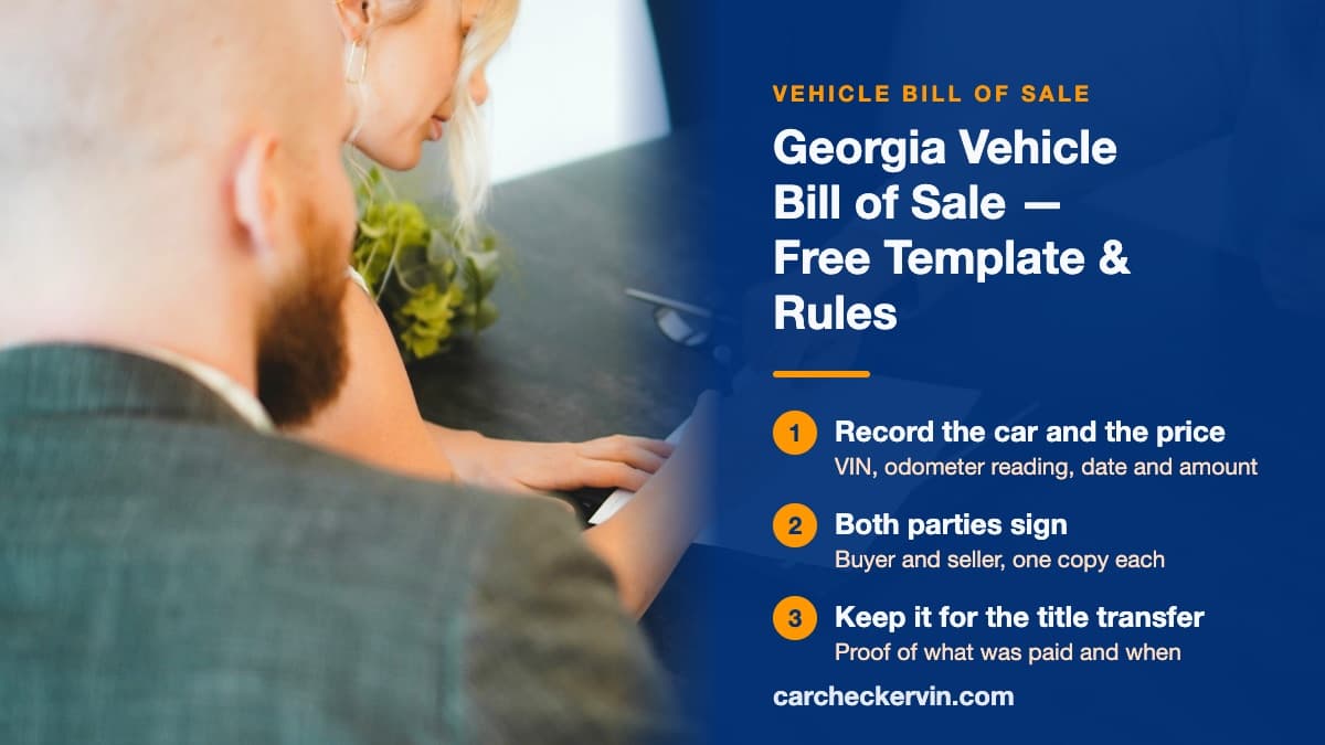 Filling out a vehicle bill of sale in Georgia with buyer and seller details