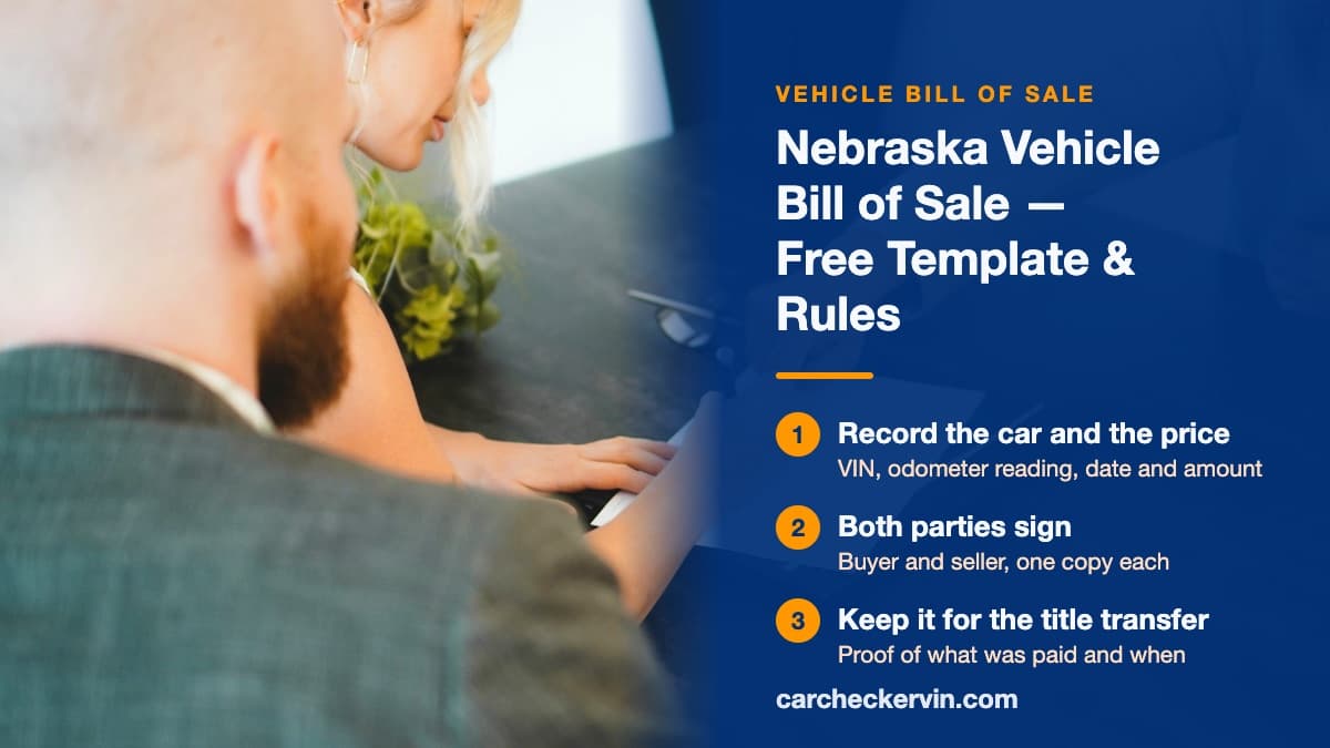 Filling out a vehicle bill of sale in Nebraska with buyer and seller details