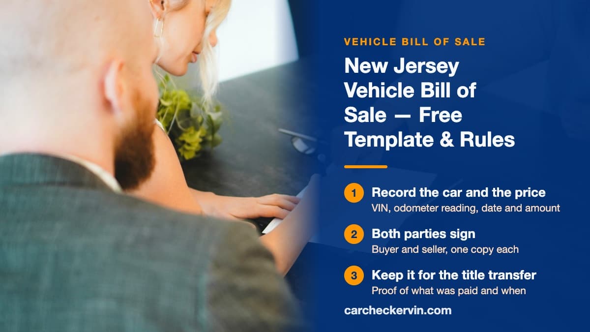 Filling out a vehicle bill of sale in New Jersey with buyer and seller details