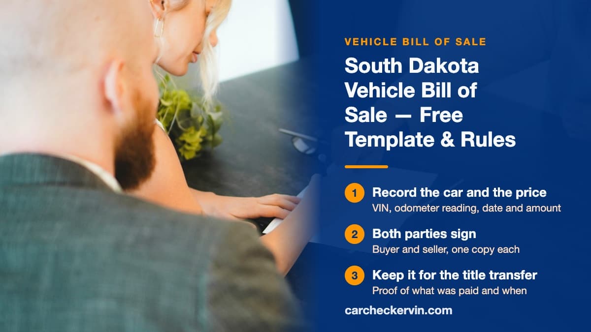 Filling out a vehicle bill of sale in South Dakota with buyer and seller details