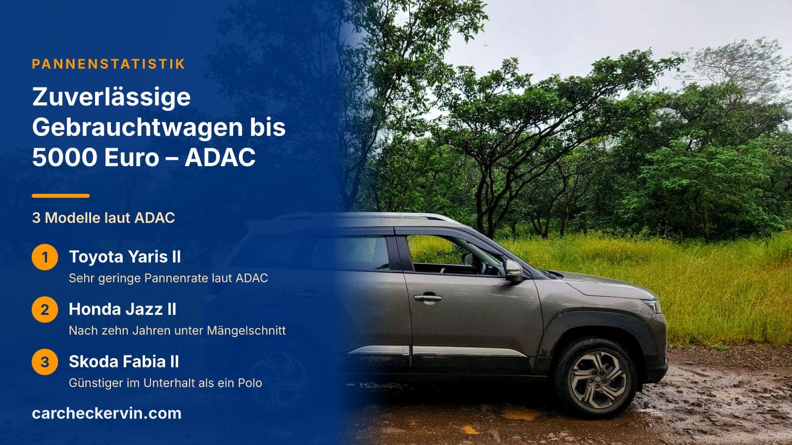 3 Modelle laut ADAC: Toyota Yaris II, Honda Jazz II und Skoda Fabia II