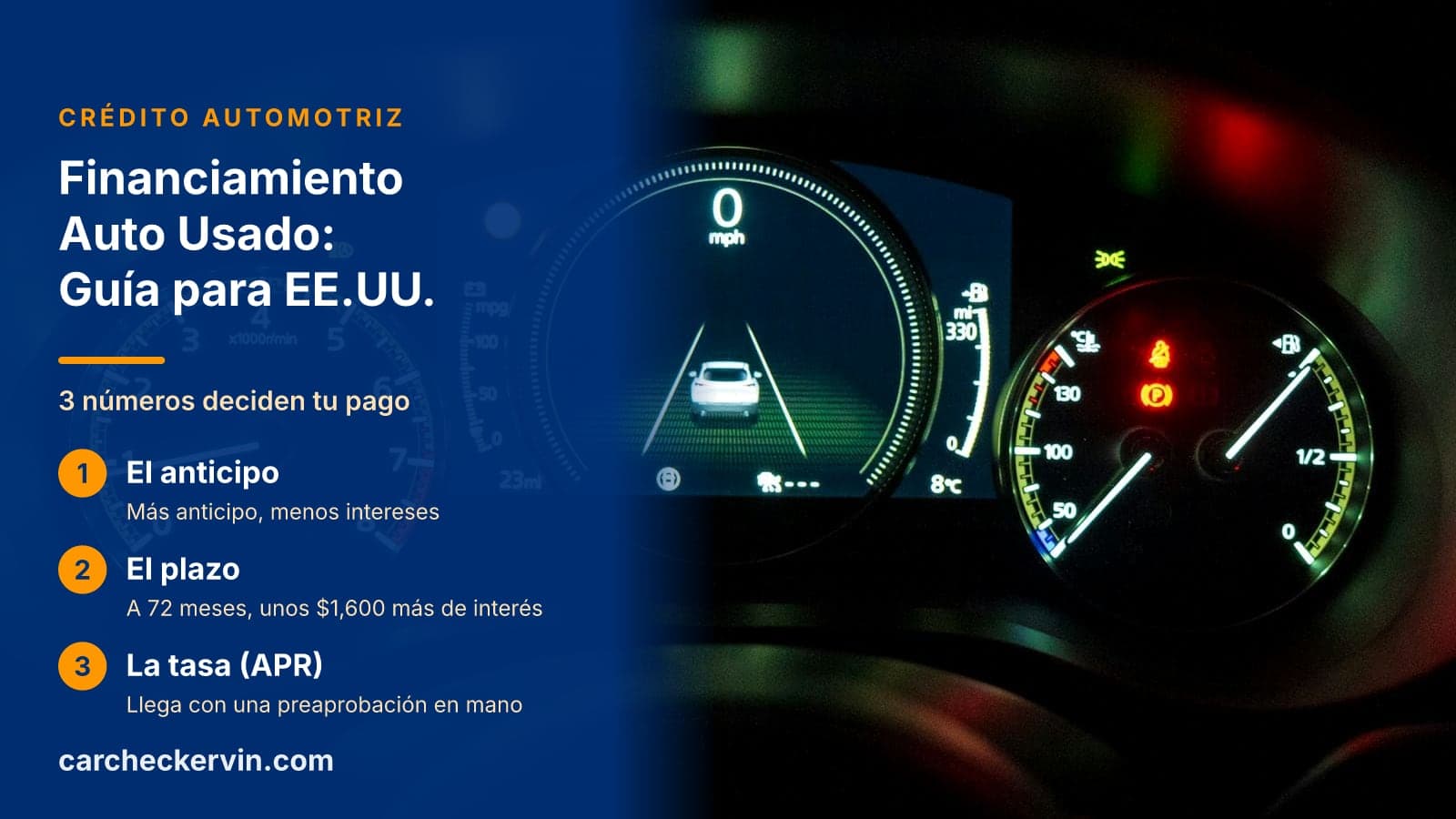 3 números deciden tu pago: El anticipo, El plazo y La tasa (APR)