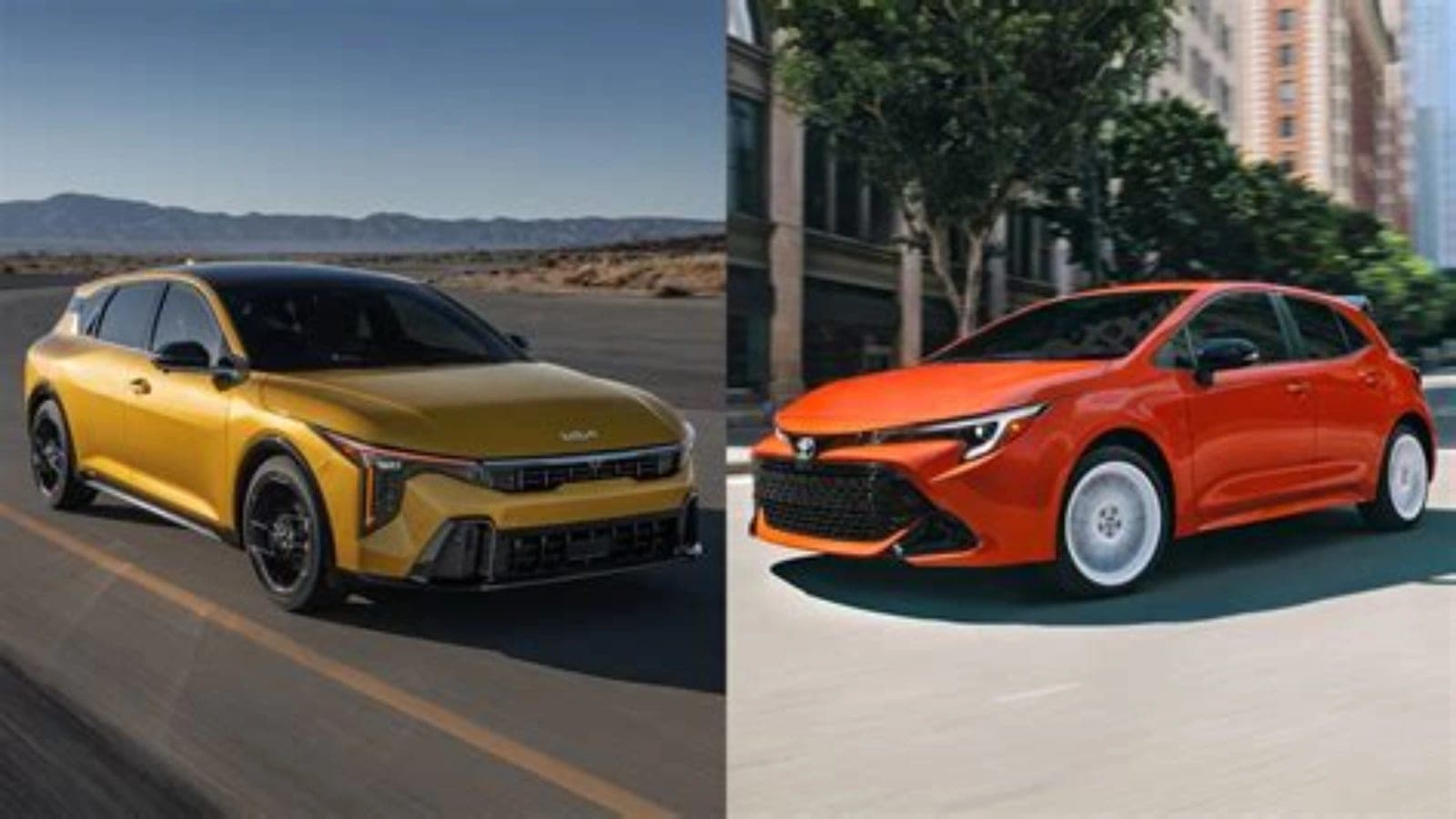 Toyota Corolla Kia Forte comparison dealership — vehicle photo