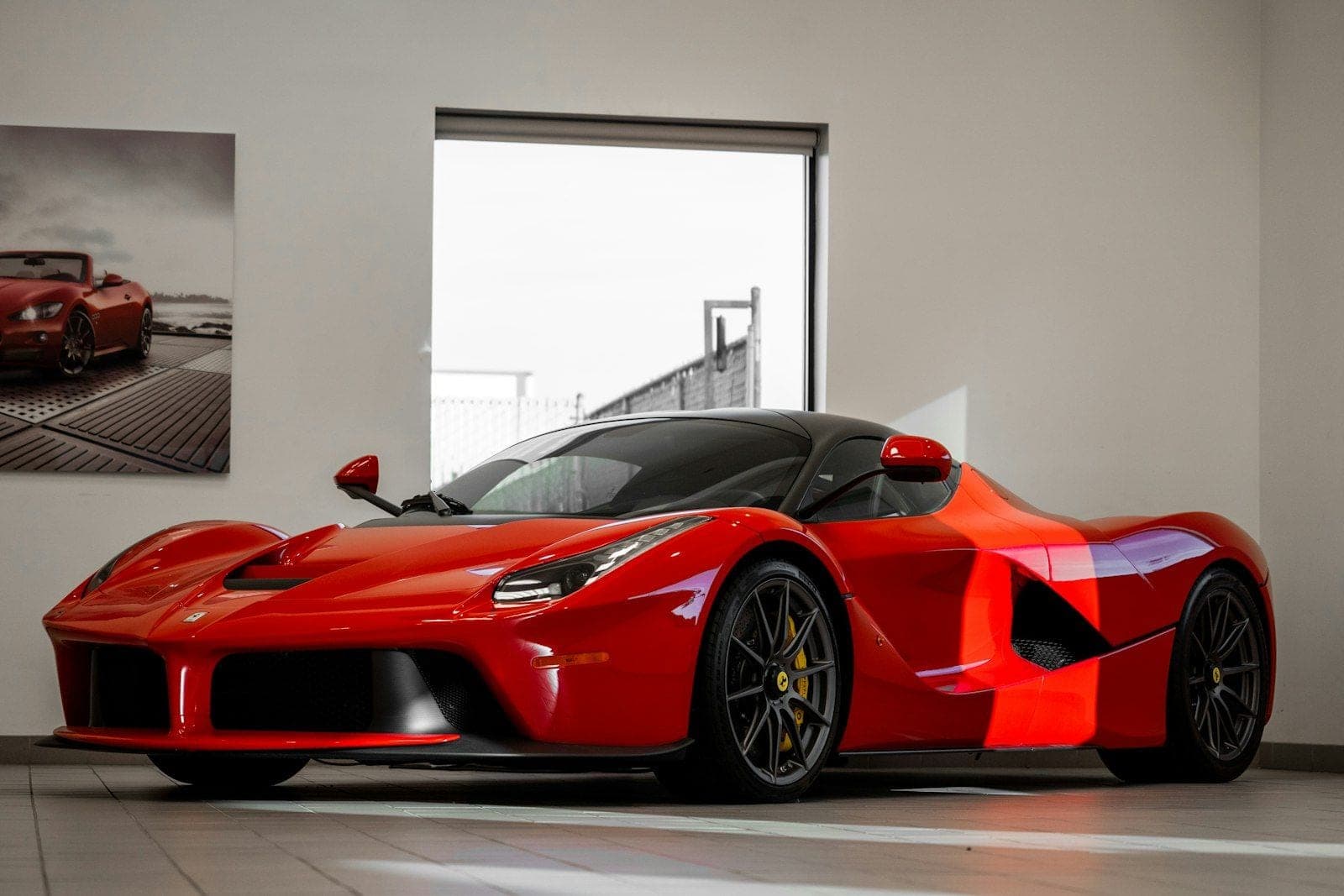 Sports coupe in showroom