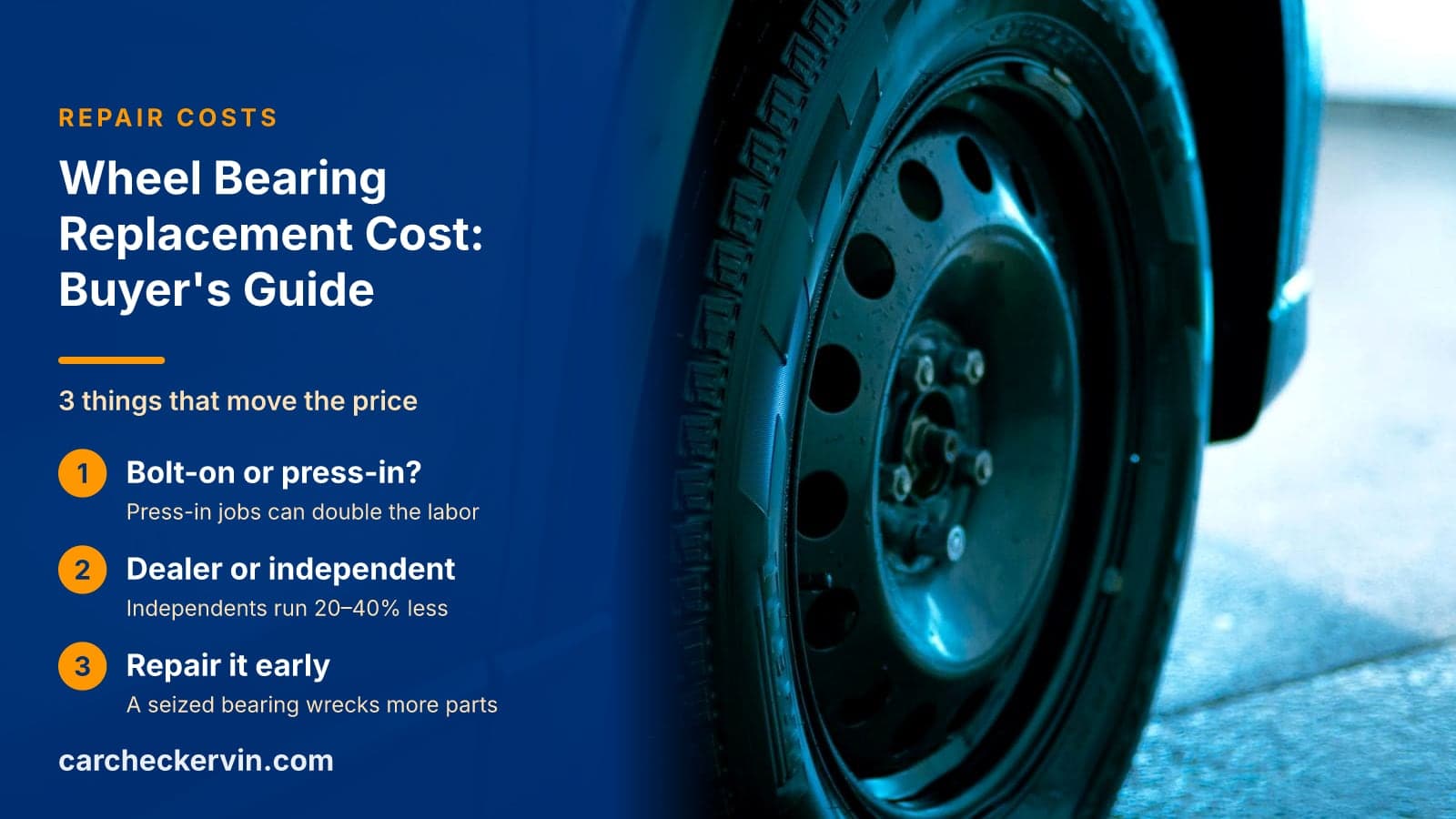 3 things that move the price: Bolt-on or press-in, Dealer or independent and Repair it early