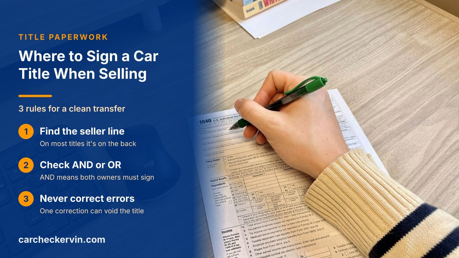 3 rules for a clean transfer: Find the seller line, Check AND or OR and Never correct errors