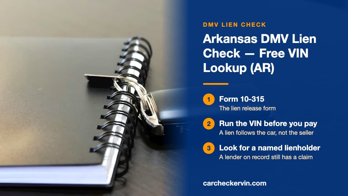 A car key fob resting on a spiral notebook in Arkansas