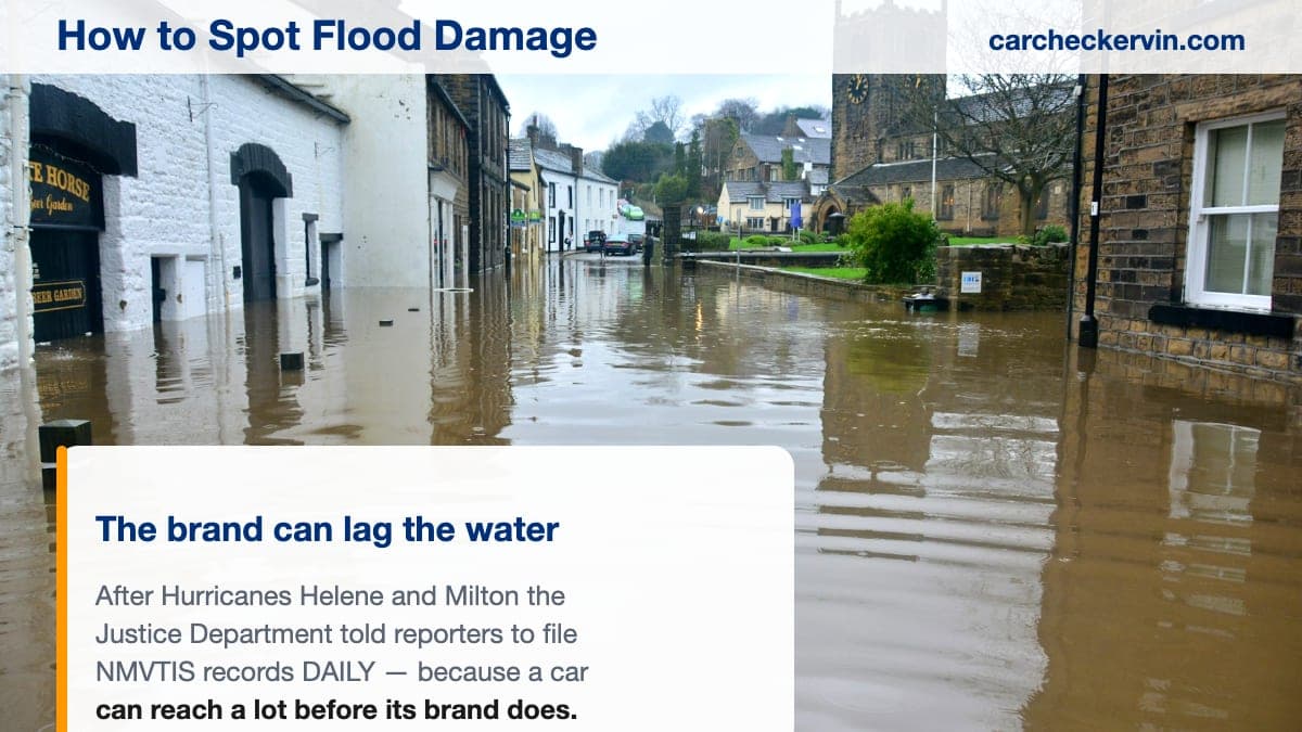 A flooded street with standing water, the conditions that produce flood-damaged used cars