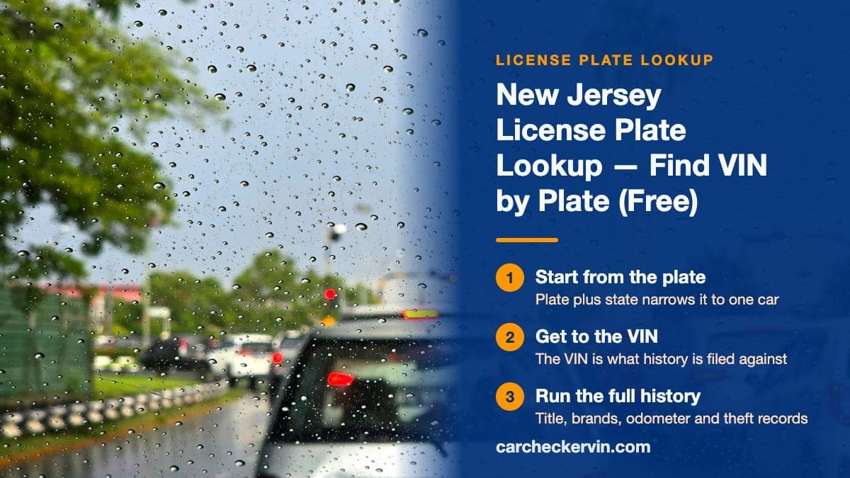 Looking up a New Jersey license plate to find the vehicle identification number