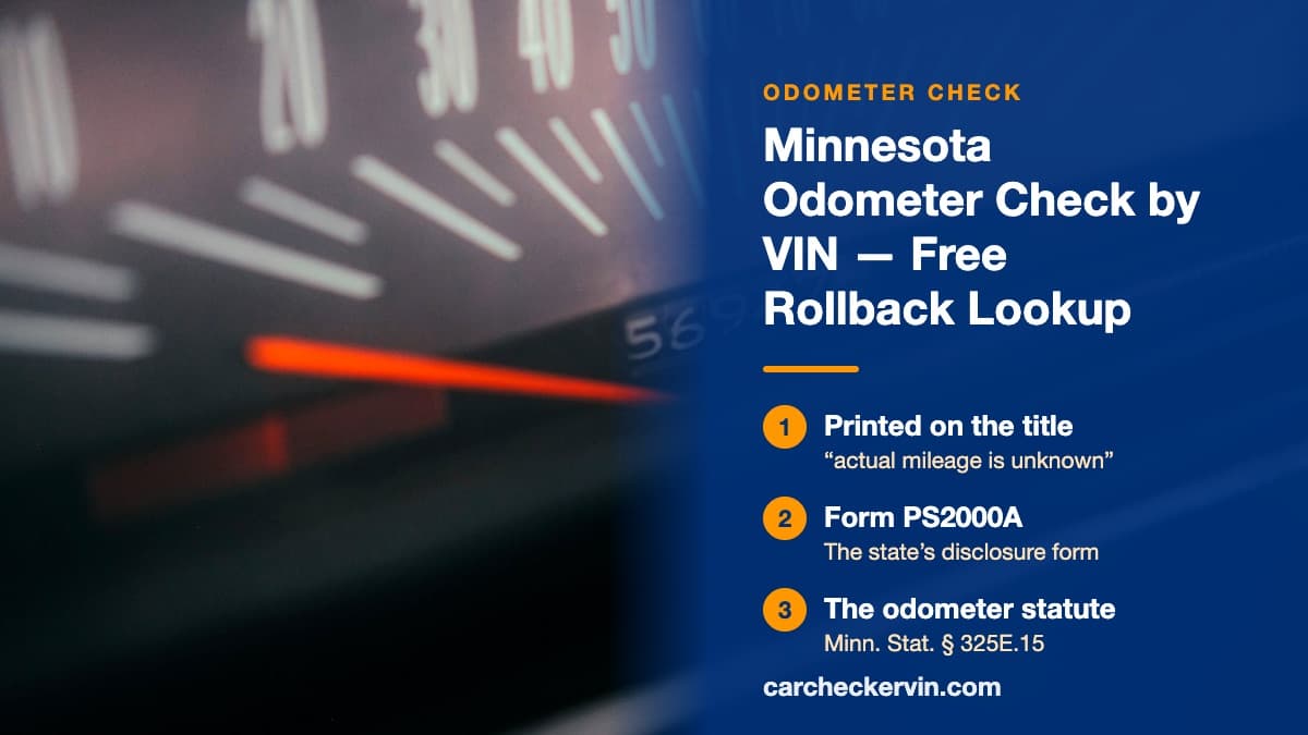 A mechanical drum odometer in Minnesota showing a used car's recorded mileage