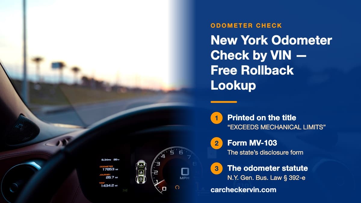 A car's digital display in New York showing an odometer reading of 17,853 miles