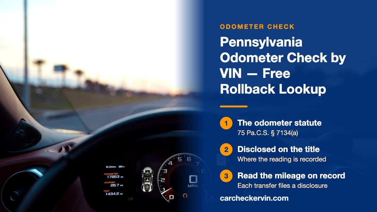 A car's digital display in Pennsylvania showing an odometer reading of 17,853 miles