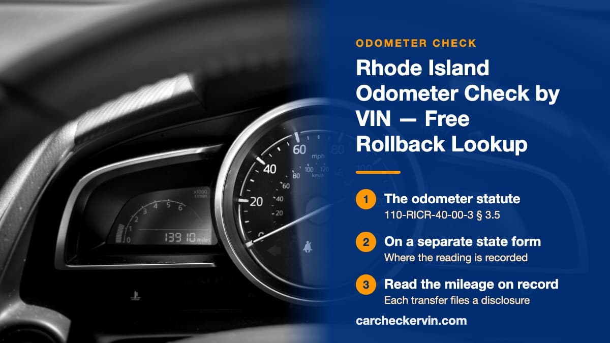 A black and white car speedometer in Rhode Island with an odometer reading 13,910 miles
