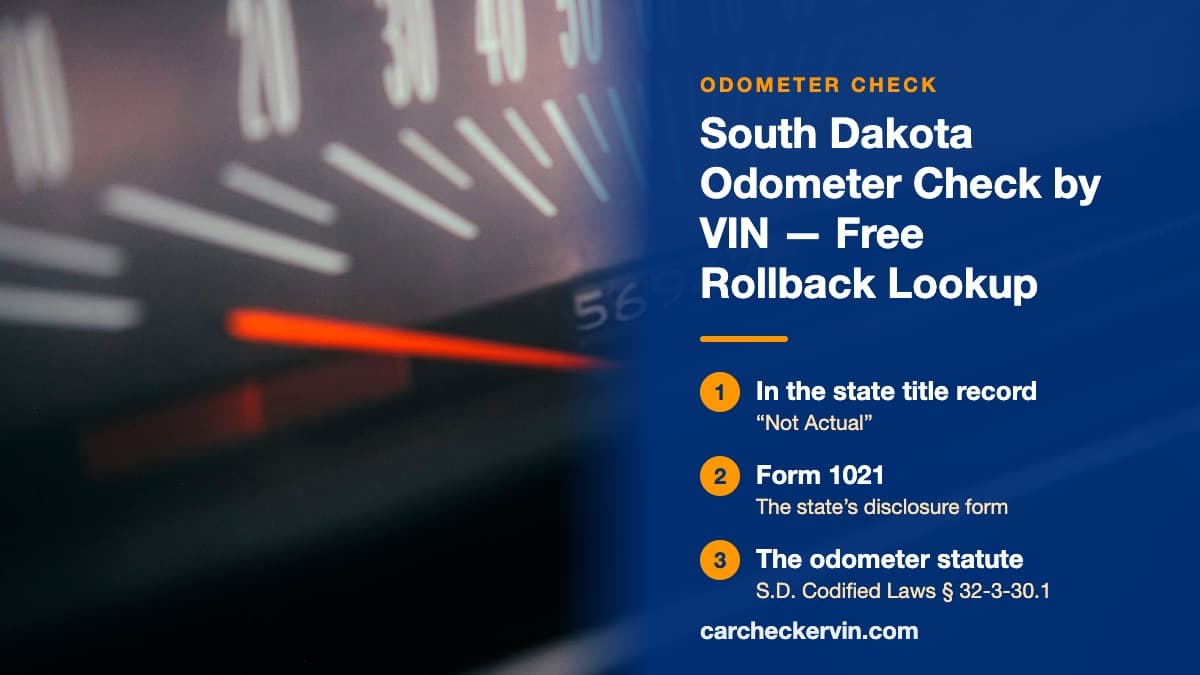 A mechanical drum odometer in South Dakota showing a used car's recorded mileage