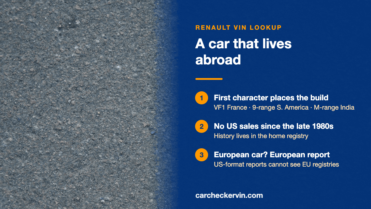 How a Renault VIN places the build country and points at the right history registry