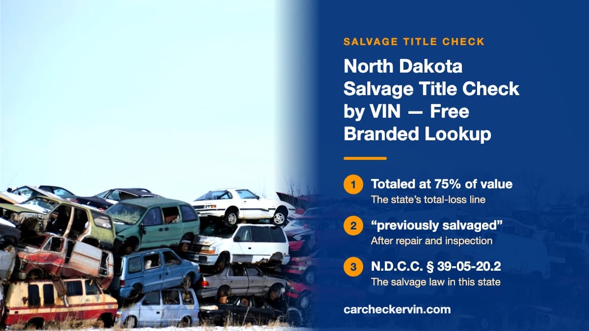 Wrecked cars stacked two and three high at a salvage yard in North Dakota