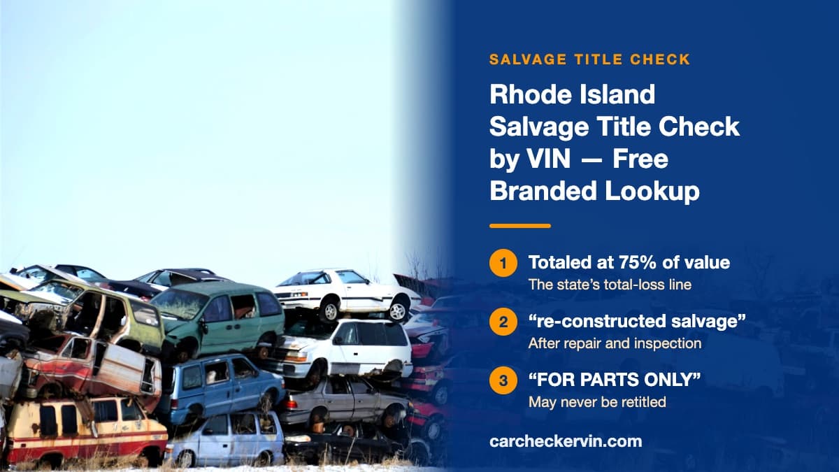 Wrecked cars stacked two and three high at a salvage yard in Rhode Island