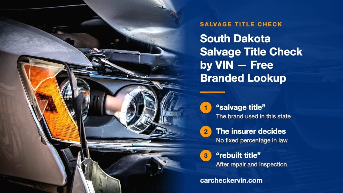 A car in South Dakota with a crushed hood and its headlight assembly torn out by a front-end collision