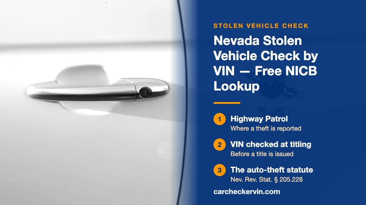 A close-up of the door handle and key lock of a white car in Nevada