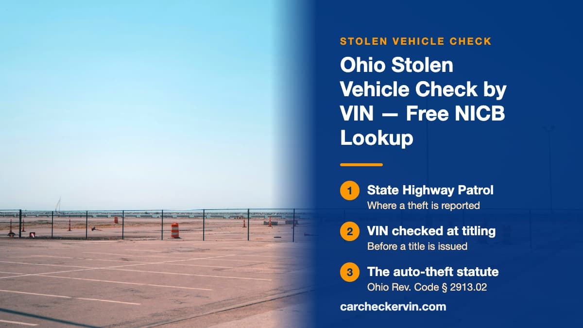 Empty marked parking bays in Ohio behind a chain-link fence, every space unoccupied