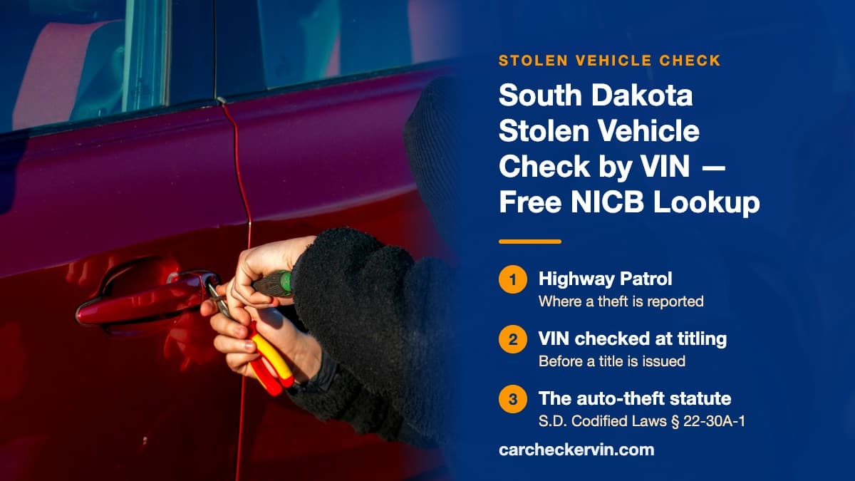 A break-in under way in South Dakota, hands working a screwdriver and pliers into the door handle of a red car