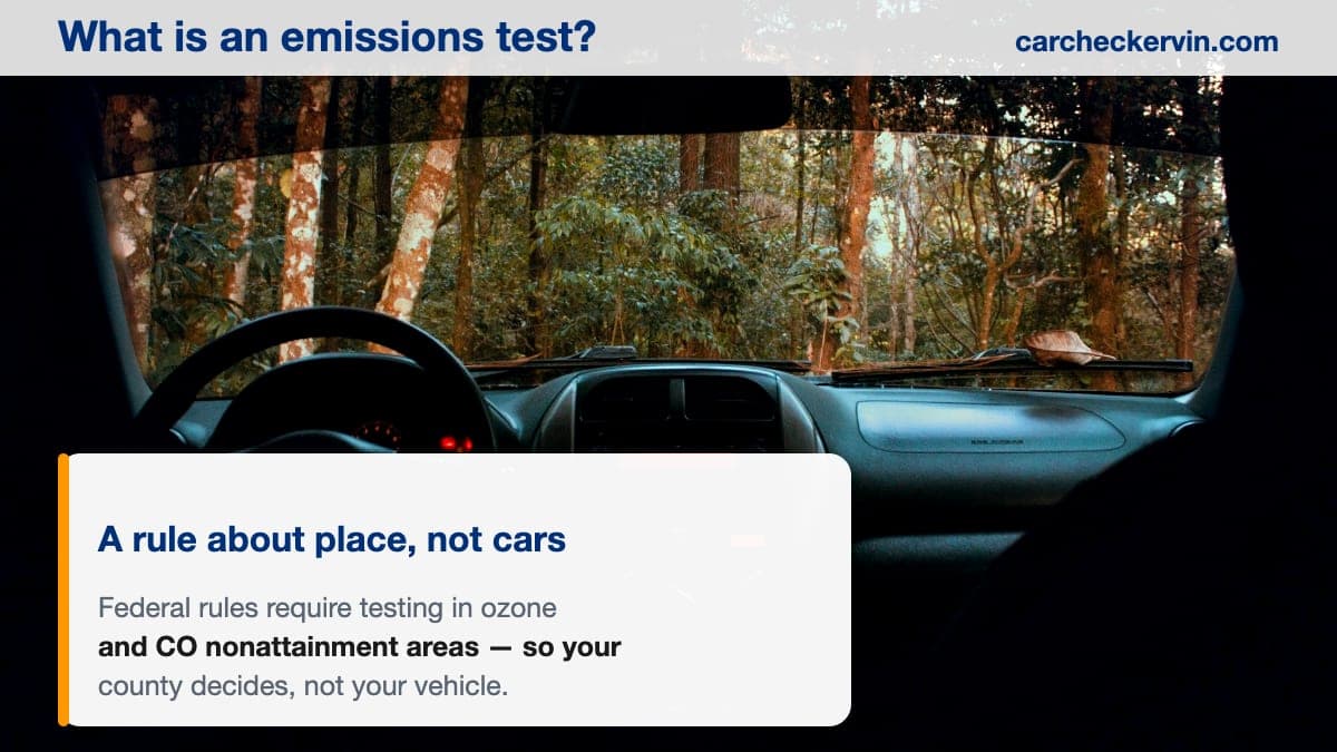 A vehicle undergoing an emissions inspection